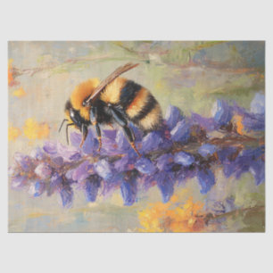 Bee on a Purple Lupine Flower Decoupage Tissue Paper