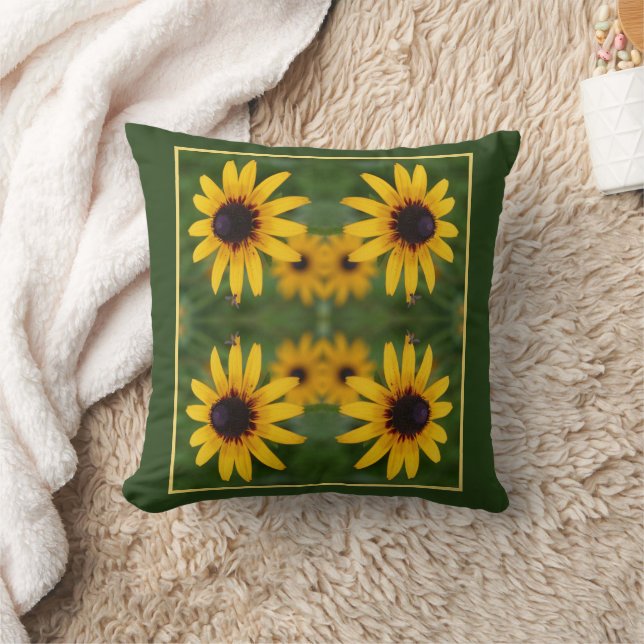 Bee On Black Eyed Susan Flower Abstract  Cushion (Blanket)