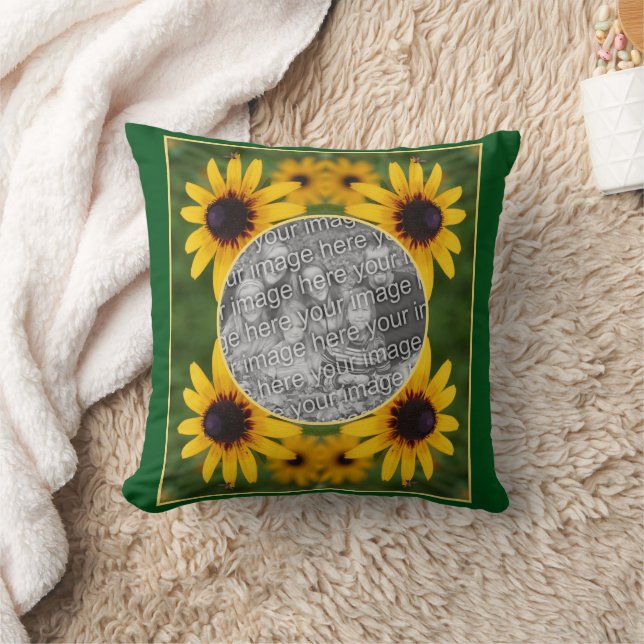 Bee On Black Eyed Susan Flower Add Your Photo Cushion (Blanket)