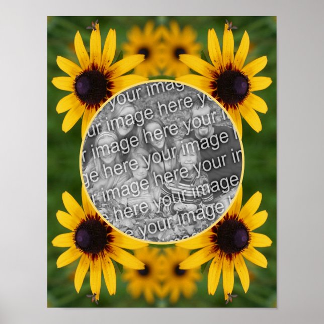 Bee On Black Eyed Susan Flower Add Your Photo Poster (Front)