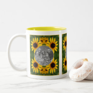 Bee On Black Eyed Susan Flower Add Your Photo Two-Tone Coffee Mug