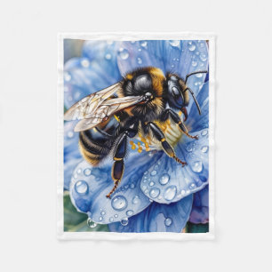 Bee on Blue Flower Blanket