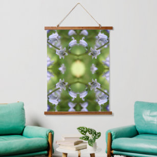 Bee On Bluebell Flower Abstract Hanging Tapestry