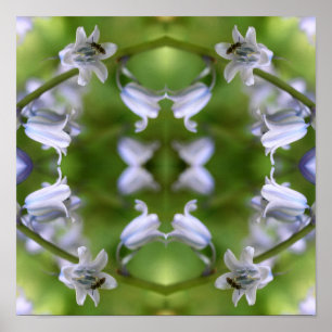Bee On Bluebell Flower Abstract Poster