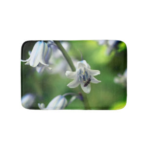 Bee On Bluebell Flower Close Up Bath Mat