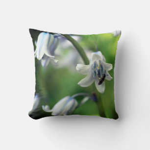 Bee On Bluebell Flower Close Up  Cushion
