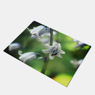 Bee On Bluebell Flower Close Up  Doormat