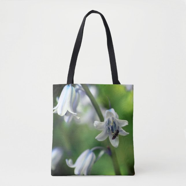 Bee On Bluebell Flower Close Up  Tote Bag (Front)