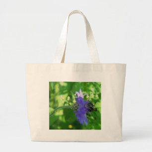 Bee on Button Flower Large Tote Bag