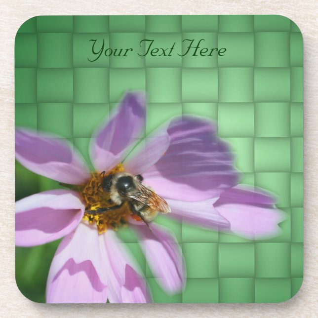 Bee On Cosmos Flower Art Nature Coaster Set (Front)