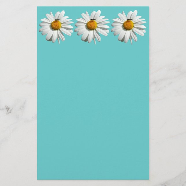 Bee on Daisy Alaskan Summer Nature Photo Stationery (Front)