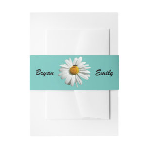 Bee on Daisy Colourful Wedding Invitation Belly Band