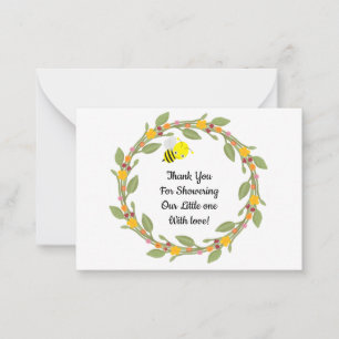 Bee On Doodle Floral Thank You Cards