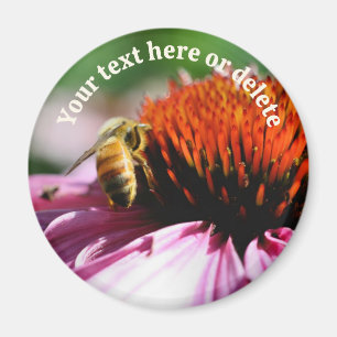 Bee On Echinacea Flower Personalized Magnet