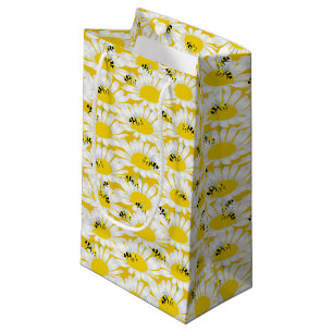 Bee on Flower Gift Bag - Yellow Background