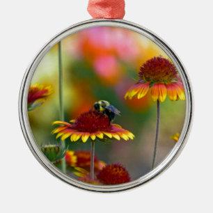 Bee on Gaillardia Metal Ornament