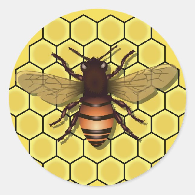 Bee on Honeycomb Stickers (Front)