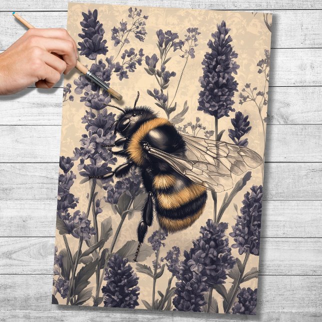 Bee On Lavender 1 Decoupage Paper (Creator Uploaded)