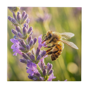 Bee on Lavender Ceramic Tile