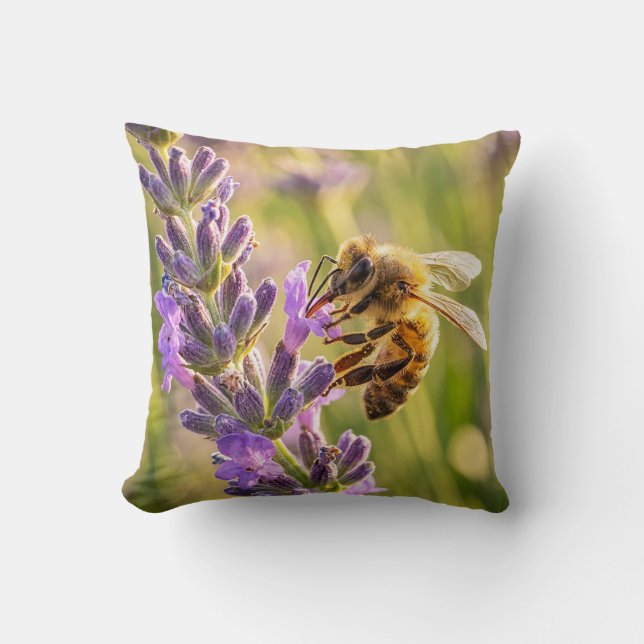 Bee on Lavender Cushion (Front)
