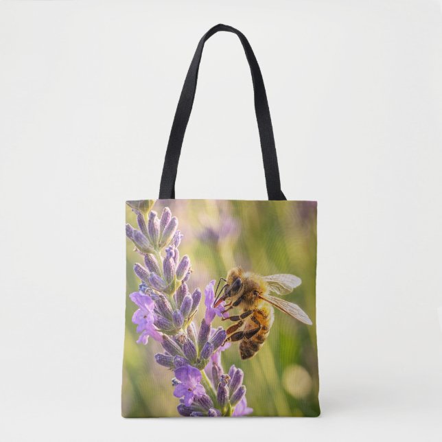 Bee on Lavender Tote Bag (Front)