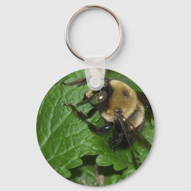 Bee on Lemon Balm Key Ring (Front)