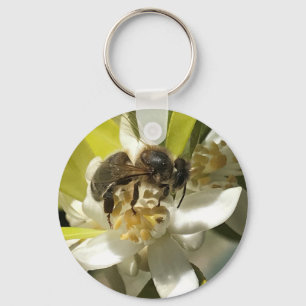 Bee on Orange Blossom Keychain