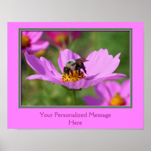 Bee On Pink Cosmos Flower Create Your Own Poster
