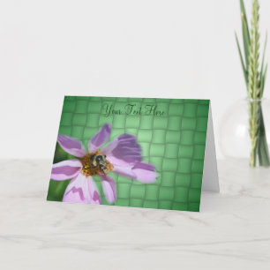 Bee On Pink Cosmos Flower Nature Photo Card