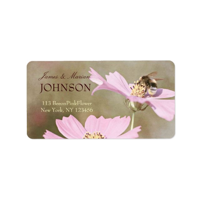 Bee on Pink Flower Label (Front)