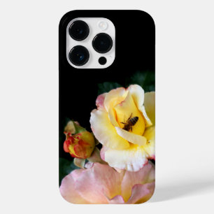  Bee on Pink Yellow Roses Flowers Case-Mate iPhone 14 Pro Case