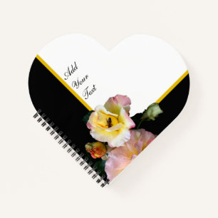 Bee on Pink Yellow Roses Flowers Notebook