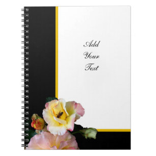Bee on Pink Yellow Roses Flowers Notebook
