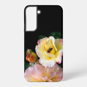 Bee on Pink Yellow Roses Flowers Samsung Galaxy Case