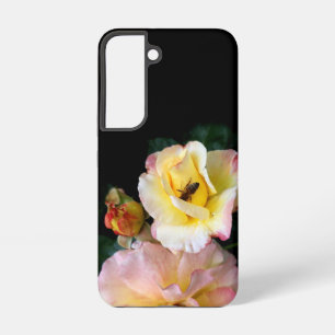 Bee on Pink Yellow Roses Flowers Samsung Galaxy Case