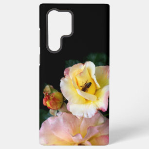 Bee on Pink Yellow Roses Flowers Samsung Galaxy Case