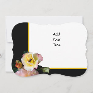 Bee on Pink Yellow Roses Flowers, Save The Date