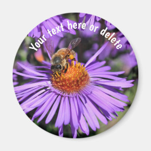 Bee On Purple Aster Flower Nature Personalized Magnet