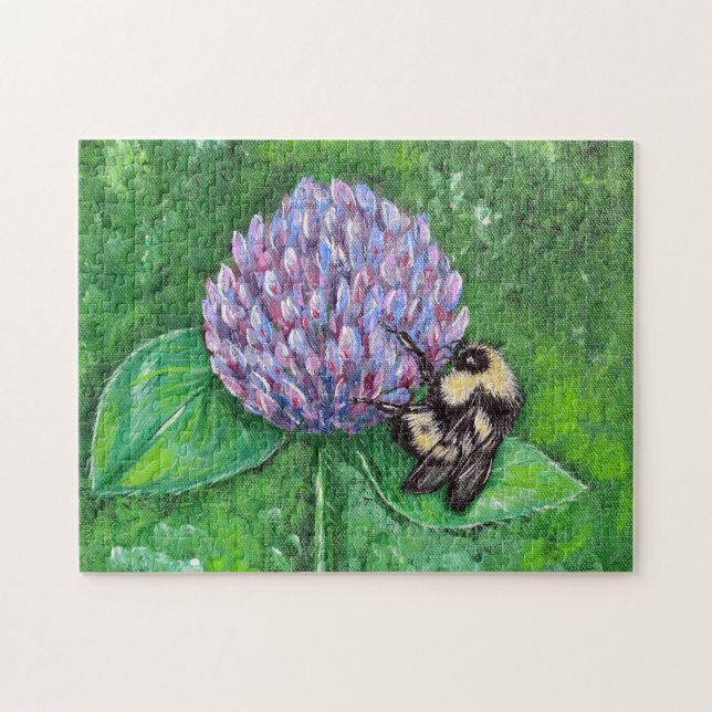 Bee on Purple Clover Painting Jigsaw Puzzle (Horizontal)