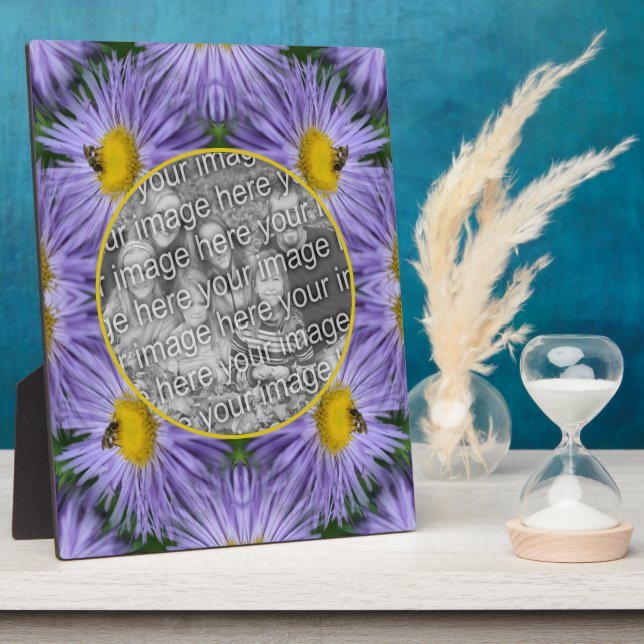 Bee On Purple Flowers Nature Add Your Photo Plaque (Side)