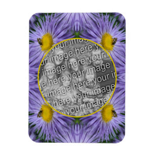 Bee On Purple Flowers Nature Frame Add Your Photo Magnet