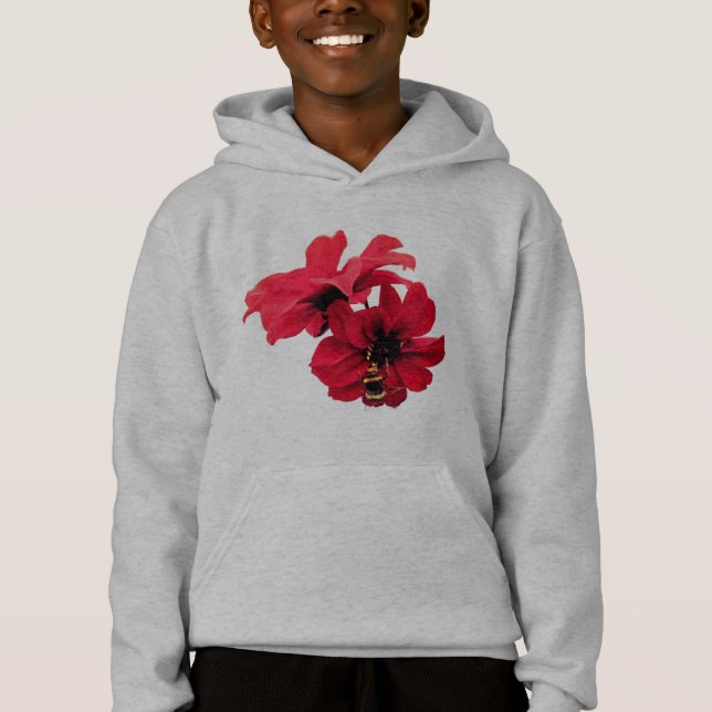 Bee, on red flowers (Front)