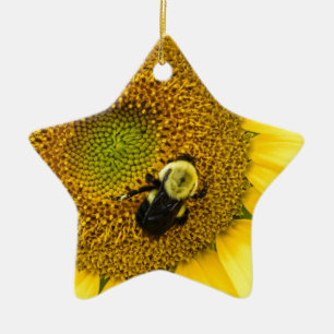 Bee on Sunflower Ceramic Tree Decoration