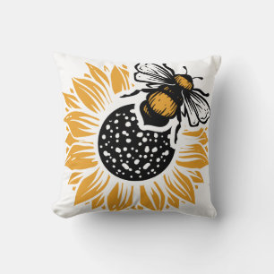 Bee on Sunflower Home Decor Cushion