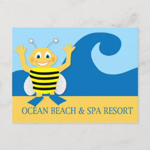 Bee on the beach postcard
