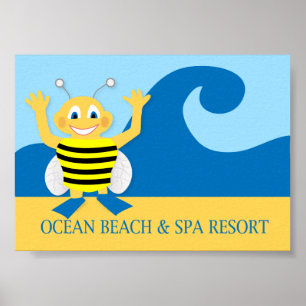 Bee on the beach poster