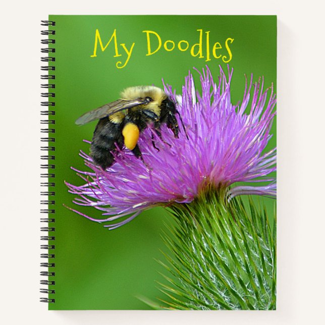 Bee On Thistle Doodle Notebook (Front)