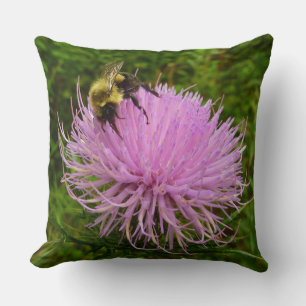 Bee on Thistle Flower Nature Cushion