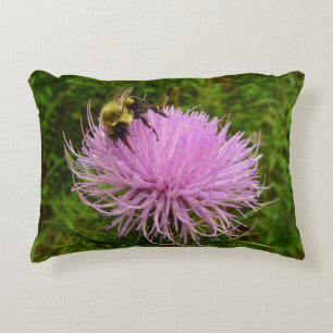 Bee on Thistle Flower Nature Decorative Cushion