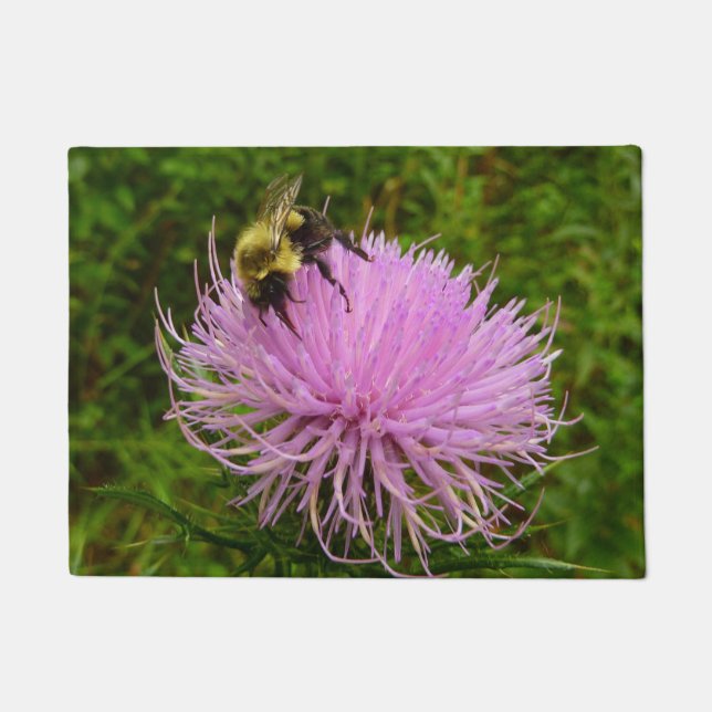 Bee on Thistle Flower Nature Doormat (Front)